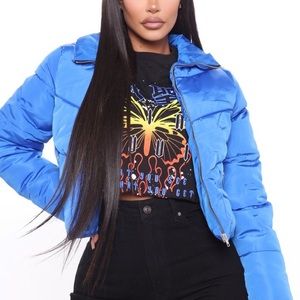 FashionNova pink puffer coat